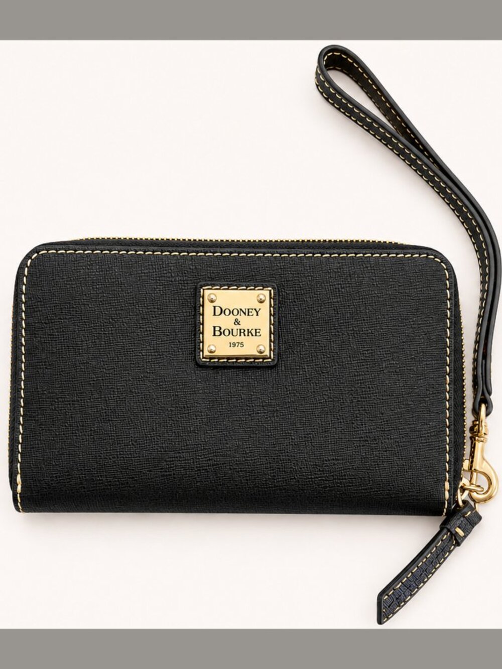 Dooney & Bourke Black Saffiano Leather Zip Around Wallet Wristlet